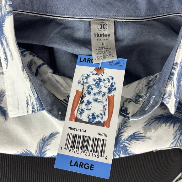 Hurley Patio Woven Shirt Men's Sz Large L Button Front Hawaiian Short Sleeve New - Picture 6 of 8